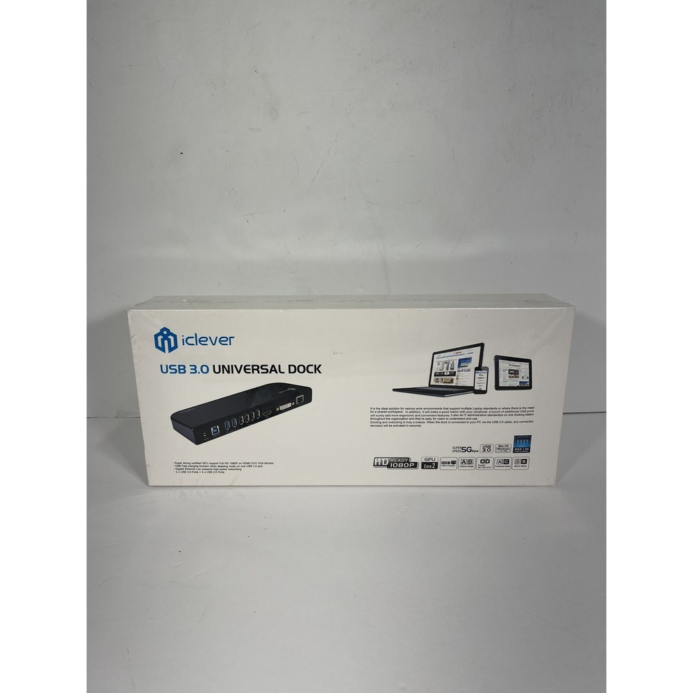 IClever USB 3.0 Universal Dock Docking - Black Brand New SEALED MSRP $139